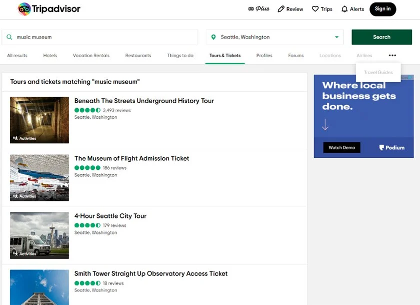 صفحه کسب و کار در Tripadvisor