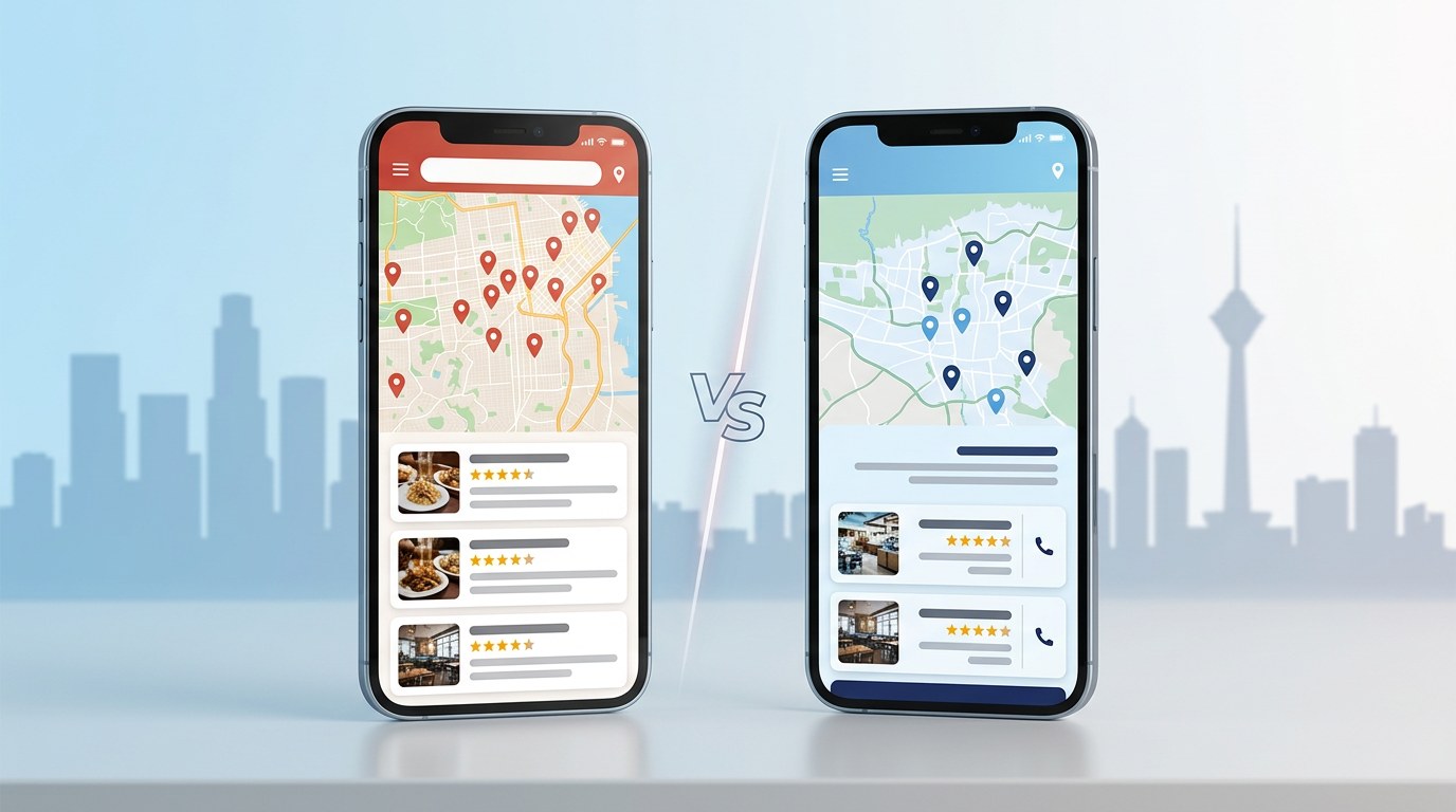 مقایسه Yelp و شهر اینترنتی