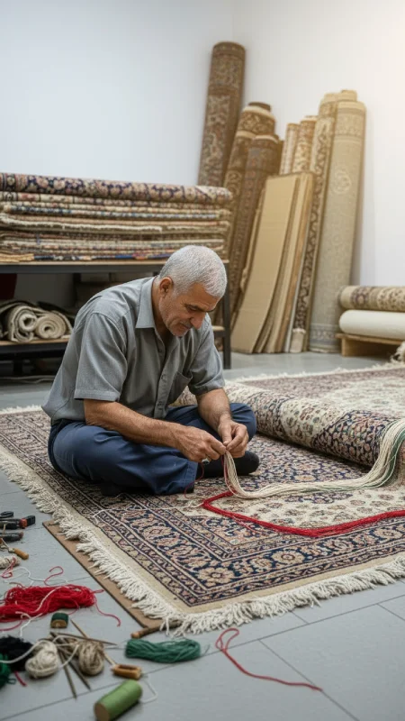 ترمیم و رفوگری فرش های قدیمی و آسیب دیده در قالیشویی تخصصی