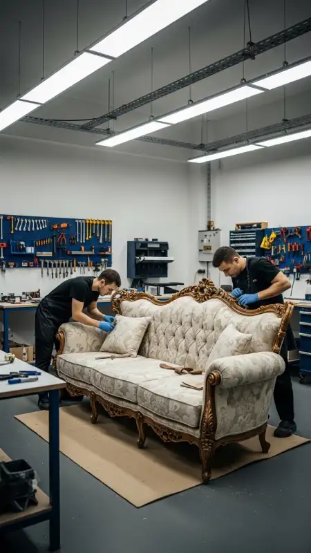 بازسازی و نوسازی مبل سلطنتی و استیل در کارگاهی مجهز و بهداشتی