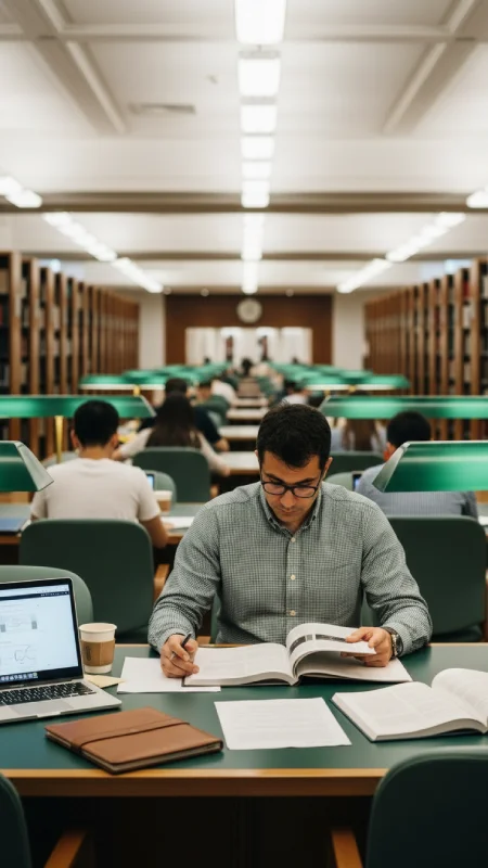 کتابخانه دانشگاهی بزرگ با منابع تخصصی و فضای پژوهشی