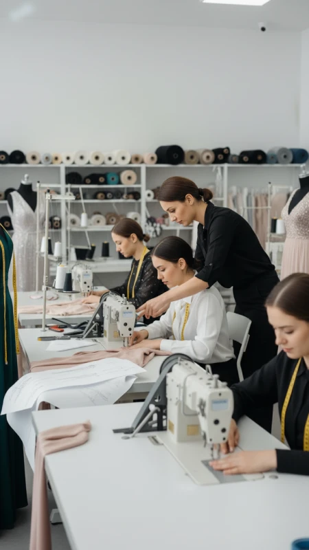 کارگاه عملی خیاطی و دوخت لباس مجلسی در آموزشگاه خیاطی