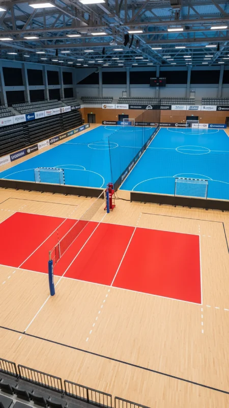 زمین های ورزشی فوتسال و والیبال در مجموعه ورزشی سرپوشیده